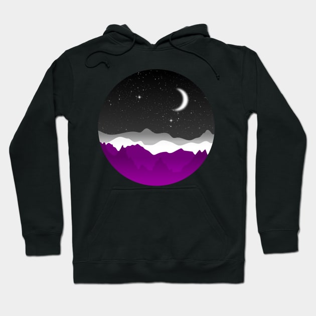 Asexual pride art Sky Night Mountains Landscape Hoodie by Pridish